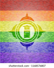 Phd thesis icon inside lgbt colors emblem 