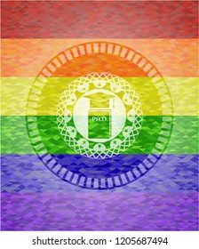 Phd thesis icon inside lgbt colors emblem 