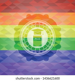 Phd thesis icon inside lgbt colors emblem 