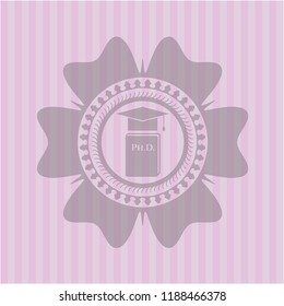 Phd thesis icon inside pink icon or emblem