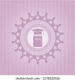 Phd thesis icon inside pink emblem