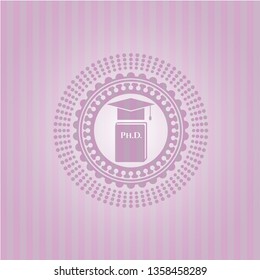 Phd thesis icon inside pink emblem