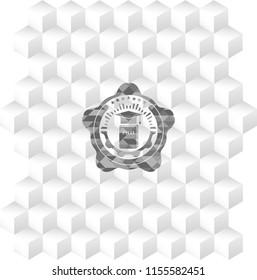 Phd thesis icon inside realistic grey emblem with cube white background