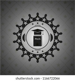 Phd thesis icon inside realistic black emblem