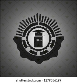 Phd thesis icon inside realistic black emblem