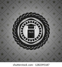 Phd thesis icon inside realistic black emblem