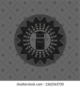 Phd thesis icon inside realistic black emblem