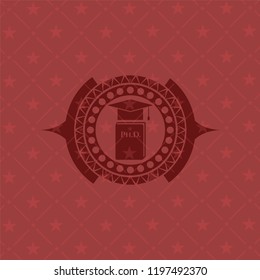 Phd thesis icon inside red icon or emblem