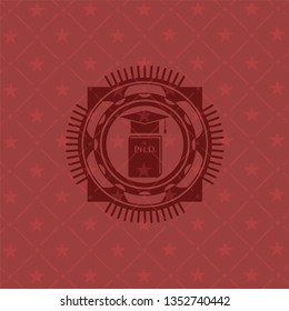 Phd thesis icon inside red icon or emblem