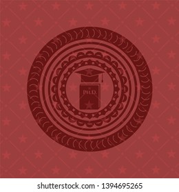 Phd thesis icon inside red icon or emblem