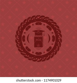 Phd thesis icon inside retro style red emblem