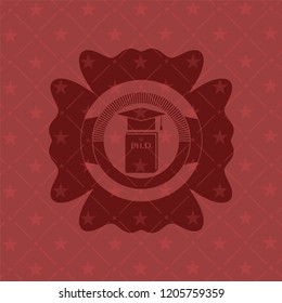 Phd thesis icon inside retro red emblem
