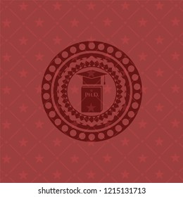 Phd thesis icon inside retro style red emblem