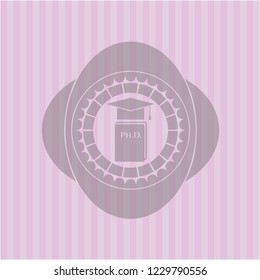 Phd thesis icon inside retro pink emblem