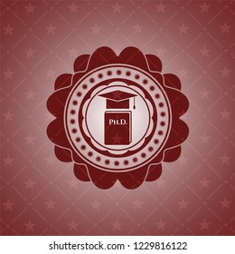 Phd thesis icon inside retro style red emblem
