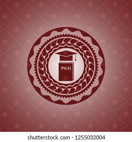 Phd thesis icon inside retro red emblem