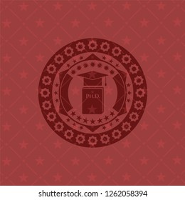 Phd thesis icon inside retro red emblem