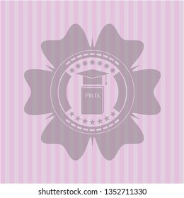 Phd thesis icon inside retro style pink emblem