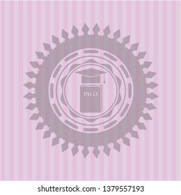 Phd thesis icon inside retro pink emblem