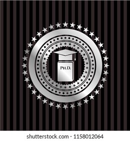Phd thesis icon inside silver emblem