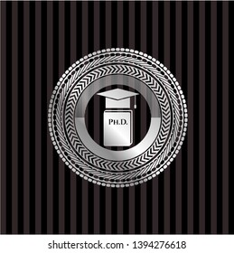 Phd thesis icon inside silver shiny emblem