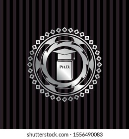 Phd thesis icon inside silver shiny emblem