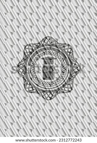 Phd thesis icon inside silver emblem. Scales pattern. Vector Illustration. Detailed. 