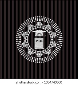 Phd thesis icon inside silvery shiny badge