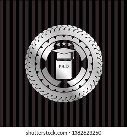Phd thesis icon inside silvery emblem