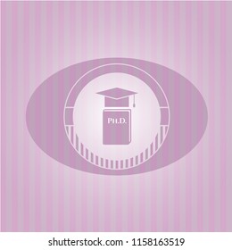 Phd thesis icon inside vintage pink emblem