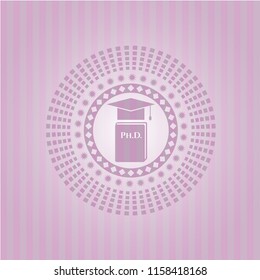 Phd thesis icon inside vintage pink emblem