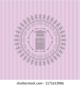 Phd thesis icon inside vintage pink emblem