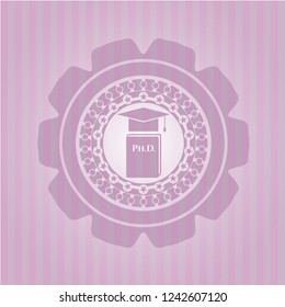 Phd thesis icon inside vintage pink emblem