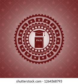 Phd thesis icon inside vintage red emblem