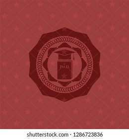 Phd thesis icon inside vintage red emblem