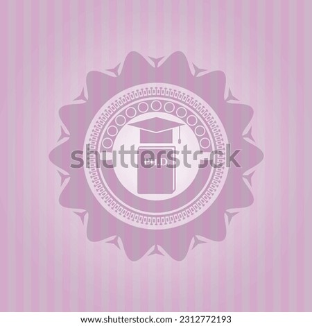 Phd thesis icon inside vintage pink emblem. Amazing desing. 