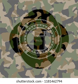 Phd thesis icon on camo pattern