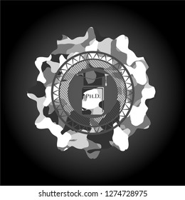 Phd thesis icon on grey camouflaged pattern
