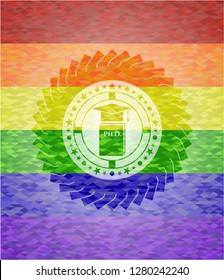 Phd thesis icon on mosaic background with the colors of the LGBT flag