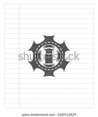 Phd thesis icon pencil draw. Vector Illustration. Detailed. 