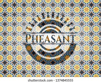 Pheasant arabesque style badge. arabic decoration.