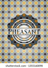 Pheasant arabic emblem. Arabesque decoration.