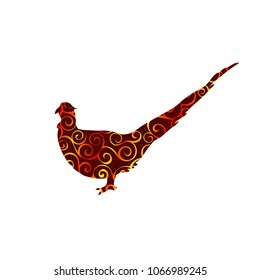 Pheasant bird spiral pattern color silhouette animal
