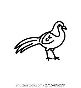 Pheasant Game Bird Line Icon: Wildlife and Hunting