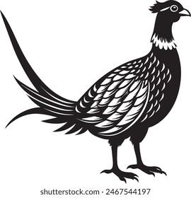 Pheasant silhouette Black And White Artwork