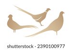 Pheasant silhouette gold, Flying pheasant silhouette, Pheasant silhouette clip art.