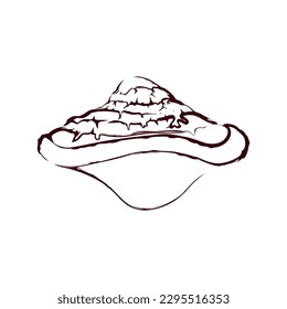 Phellinus linteus (mesima) vector hand drawn illustration. Medicinal mushroom line art sketch. Good for packaging and branding mushroom products. White background.