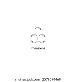 Phenalene skeletal structure.Polycyclic Aromatic Hydrocarbon compound schematic illustration. Simple diagram, chemical structure.