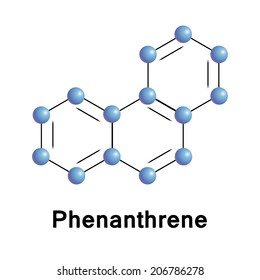 Phenanthrene chemical compound moleccular structure. Vector illustration.
