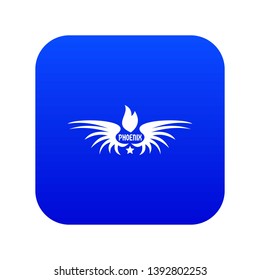 Phenix wing icon blue vector isolated on white background